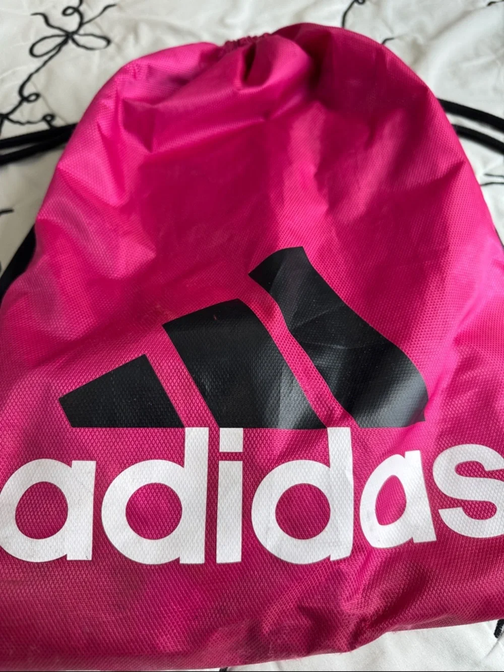 adidas Hot Pink Drawstring Sports Sack with Black Logo - Picture 2 of 3